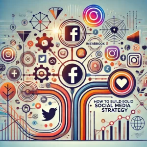 An abstract, conceptual image representing the nonprofit sector focused on building a solid social media strategy. The image features abstract shapes and lines symbolizing connectivity, strategy, and engagement, with subtle references to social media platforms like Instagram, Facebook, and Twitter. The design uses a minimalist color palette, evoking a sense of professionalism, community building, and data analysis without relying on literal logos